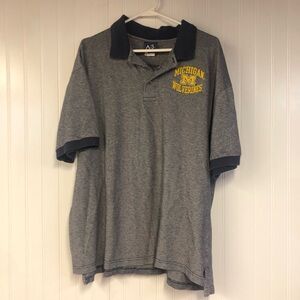 SA Sports Gray Navy Michigan Wolverines Polo Shirt NCAA XL Vintage
